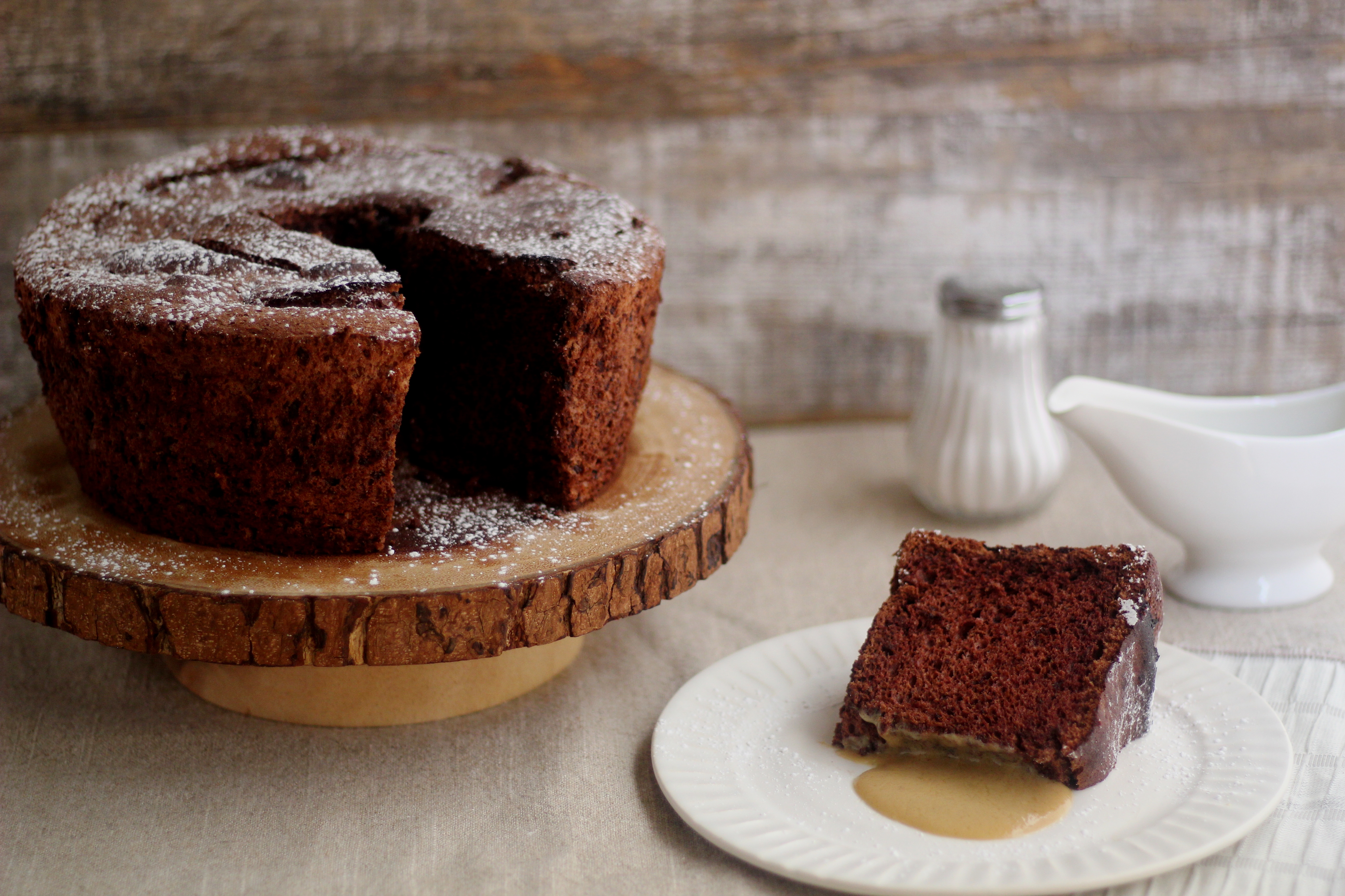 Chocolate Angel Food Cake with a Cardamom and XO Creme Anglaise | Emerils.com