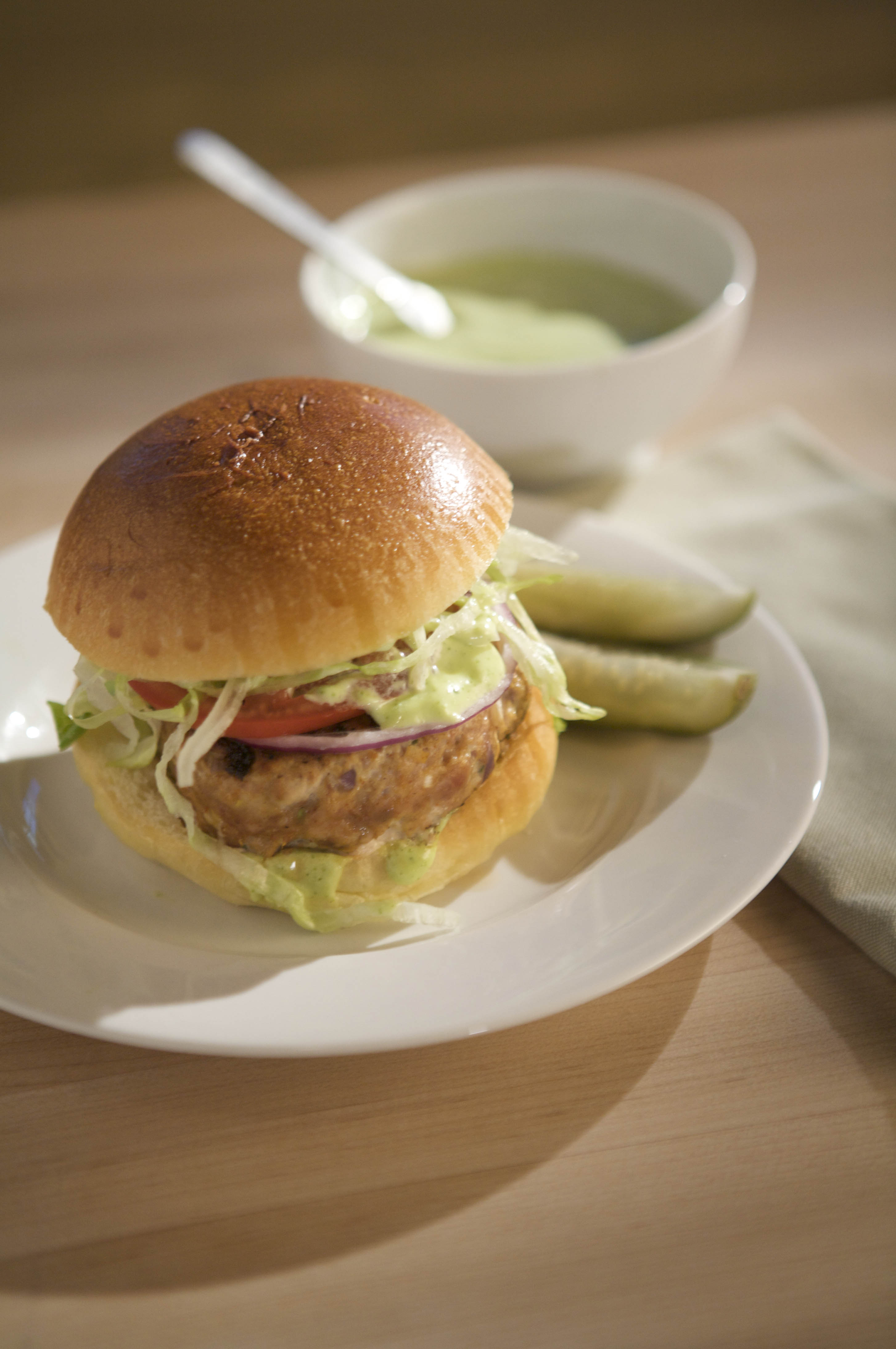 Turkey Burgers With Cilantro Mayonnaise Emerils Com