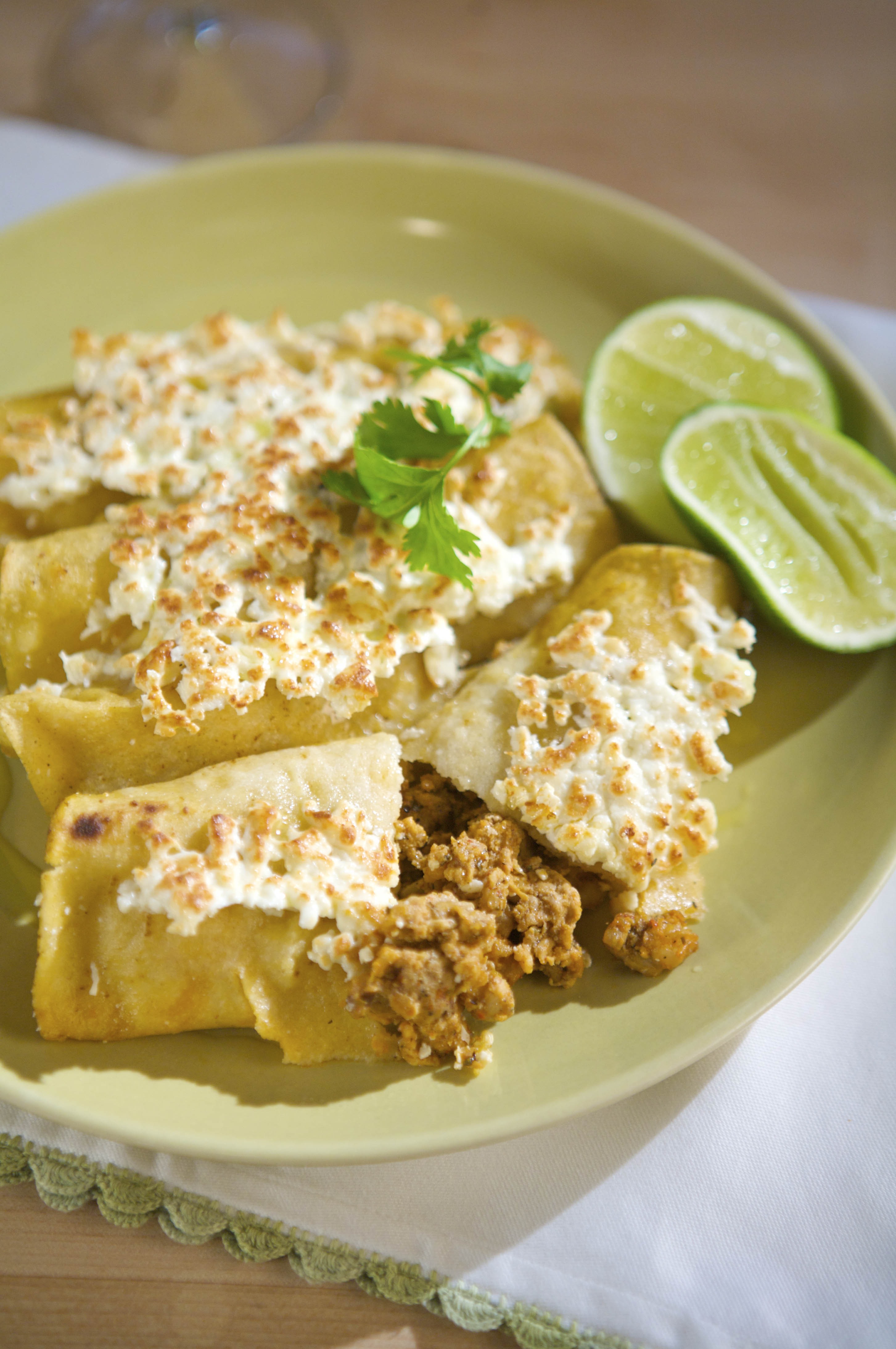 Chorizo, Cheese, And Green Chile Enchiladas