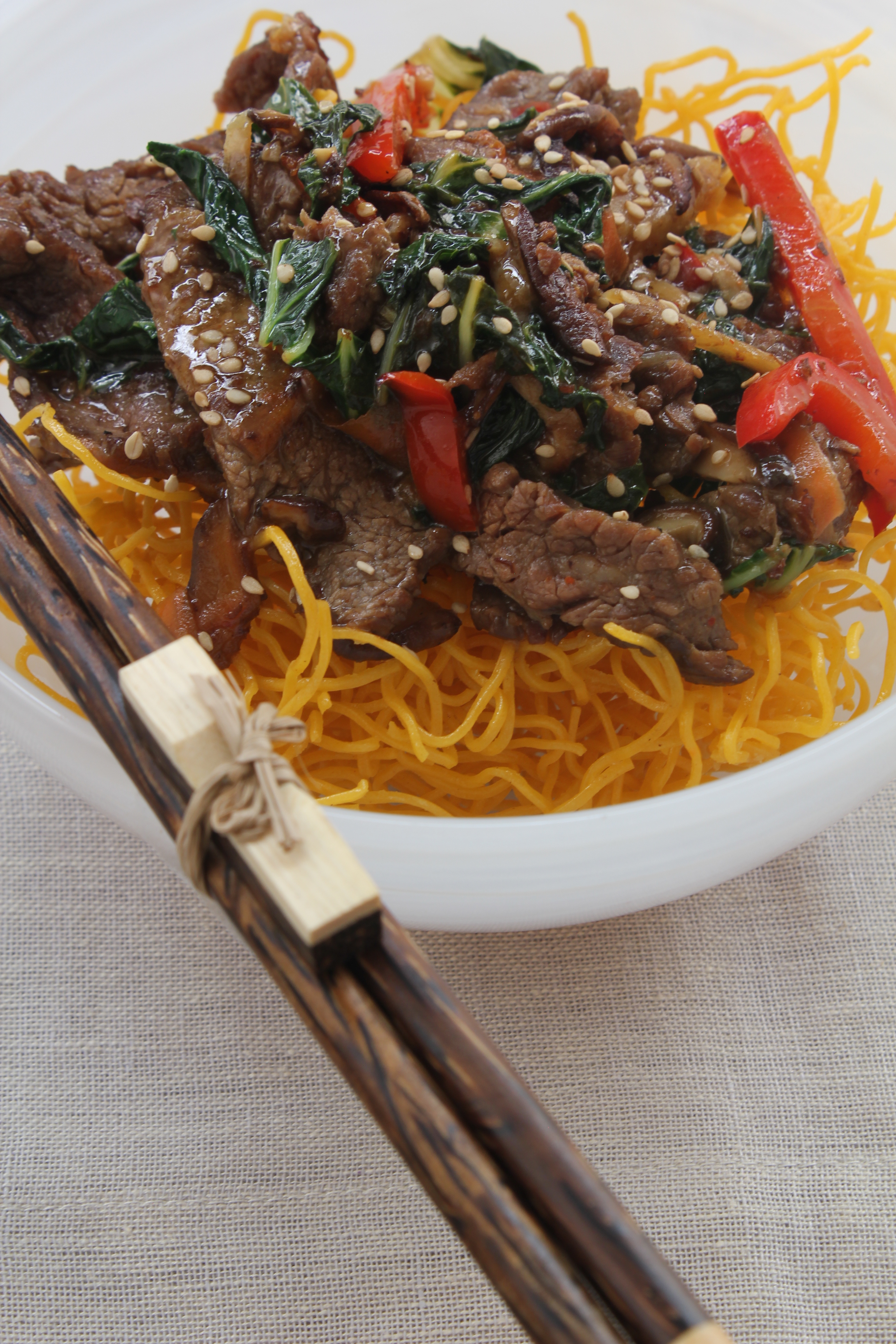 Gingered Beef With Fried Noodles | Emerils.com