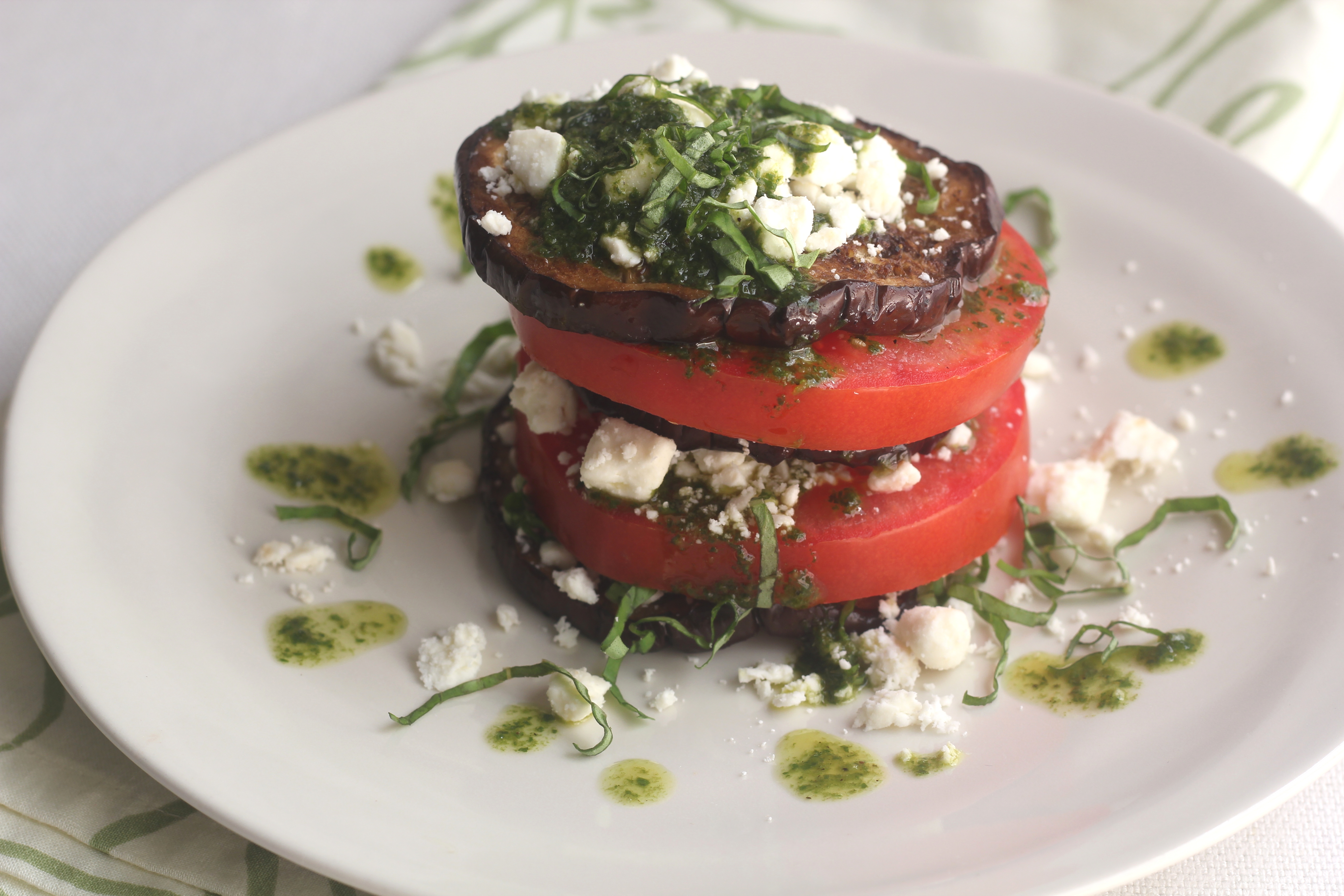 Egglant, Tomato And Feta Cheese Napoleons | Emerils.com