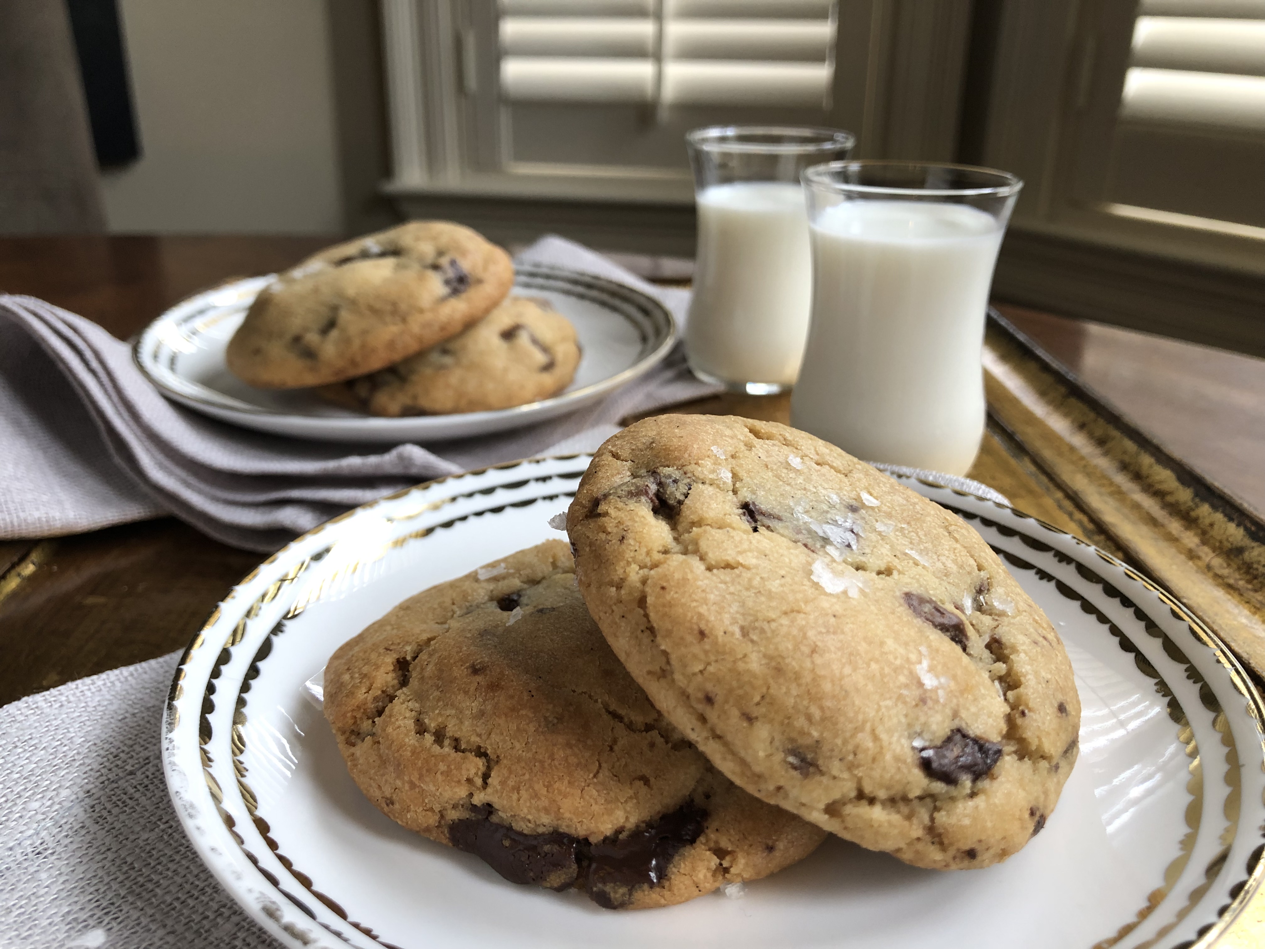 Chocolate chip cookies and milk.