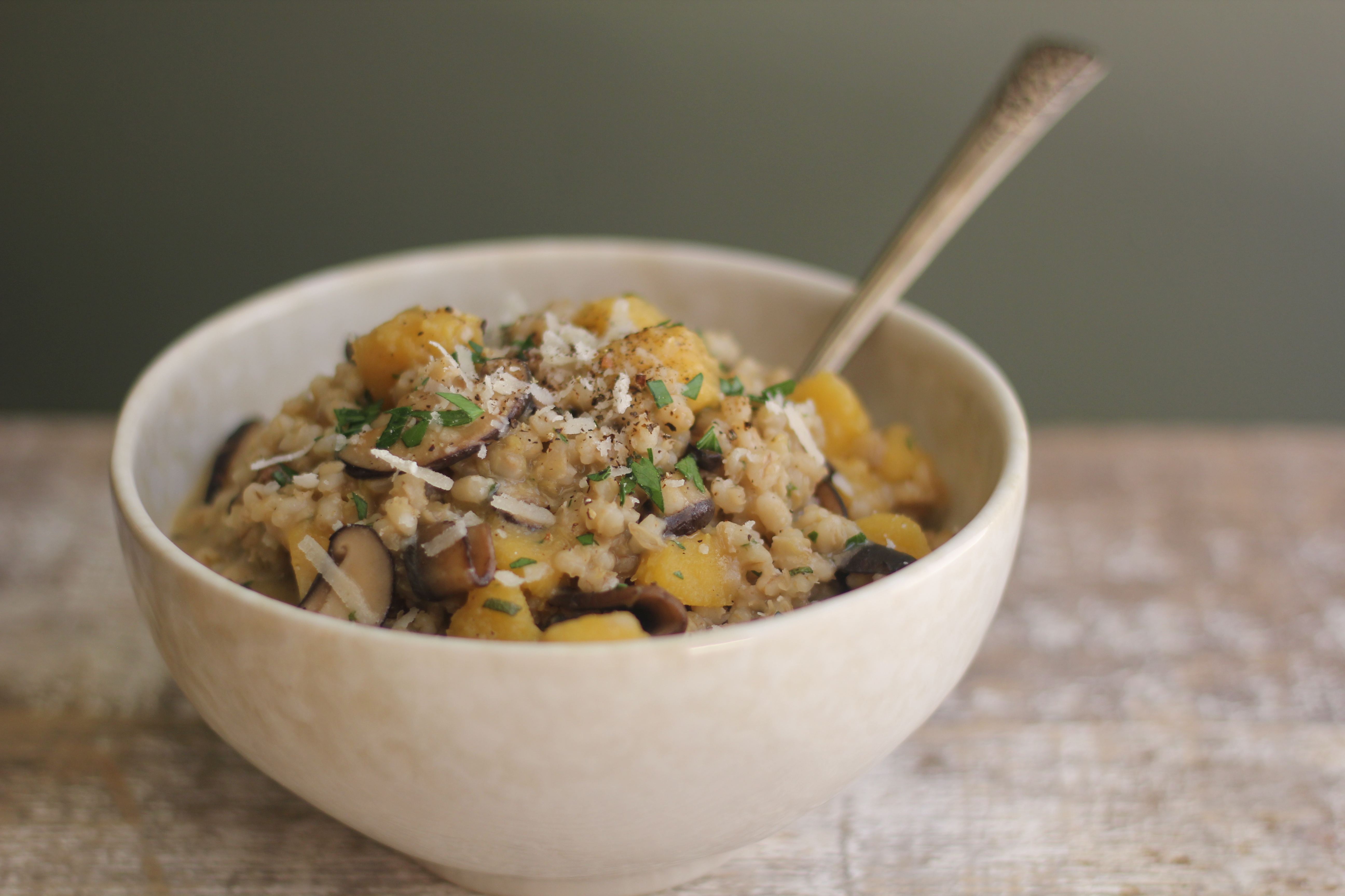 Mushroom and Fall Squash Barley Risotto | Emerils.com