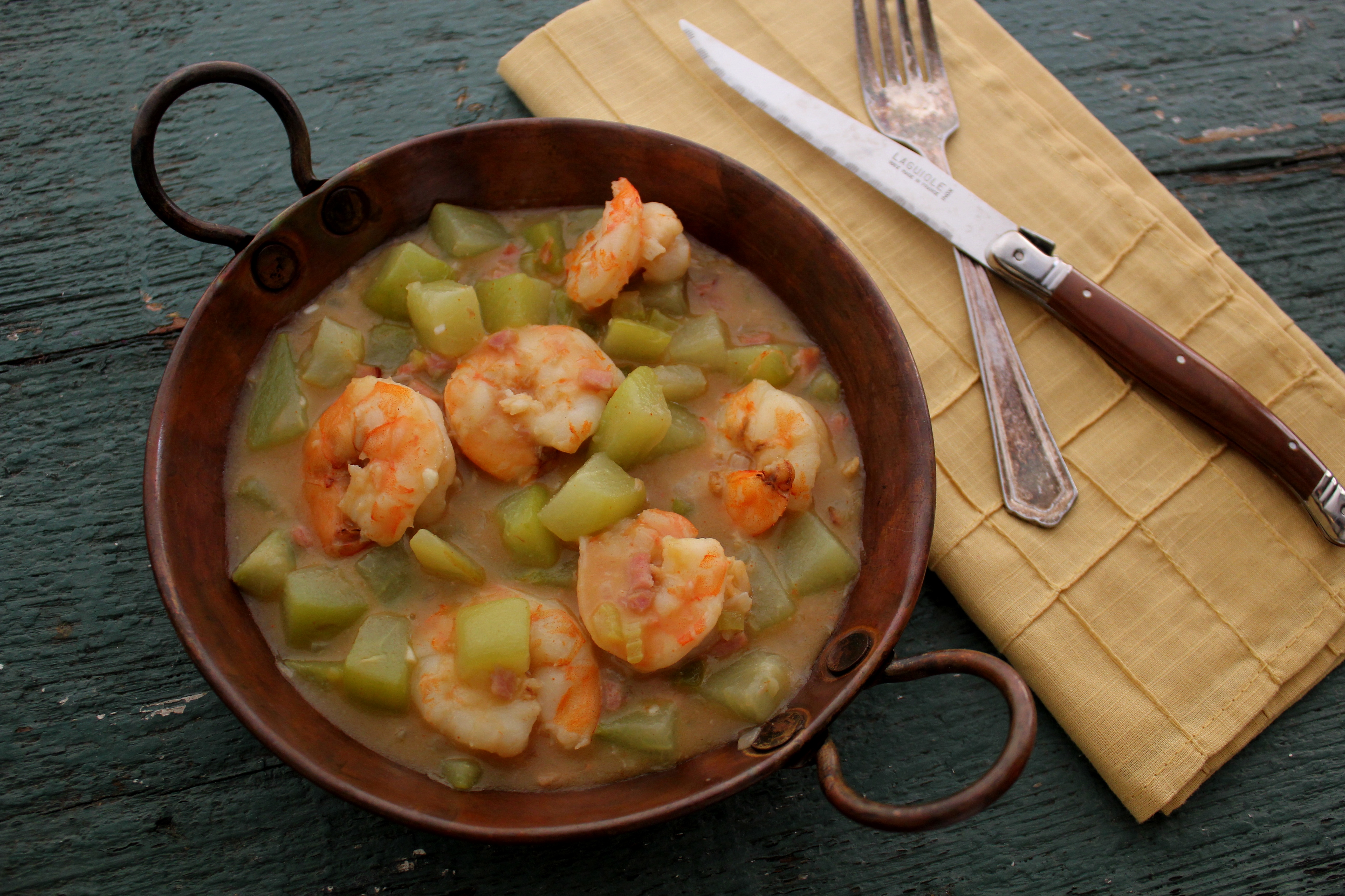 Smothered Mirliton and Shrimp | Emerils.com