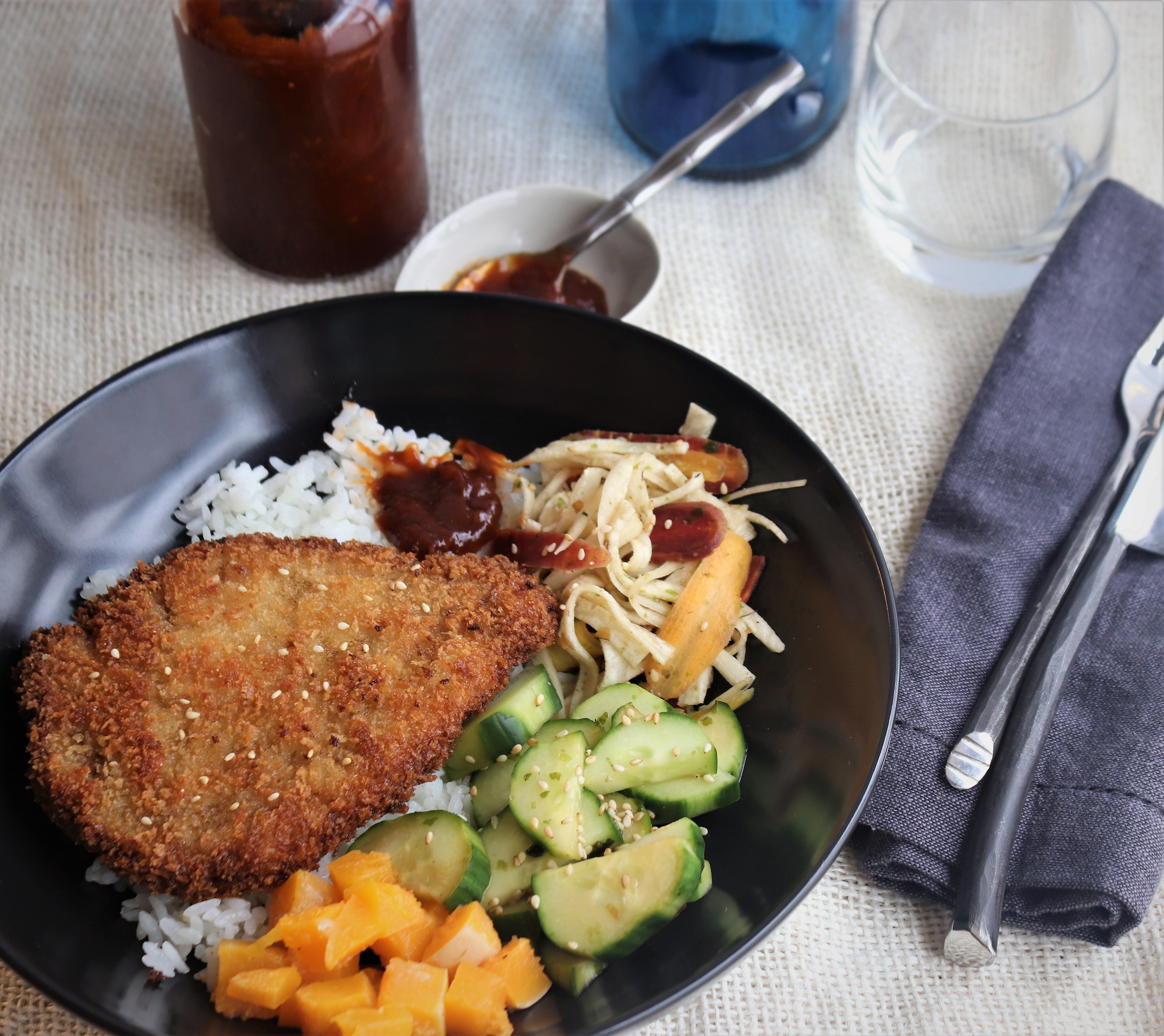 BBQ Tonkatsu Pork Bento Bowl Recipe