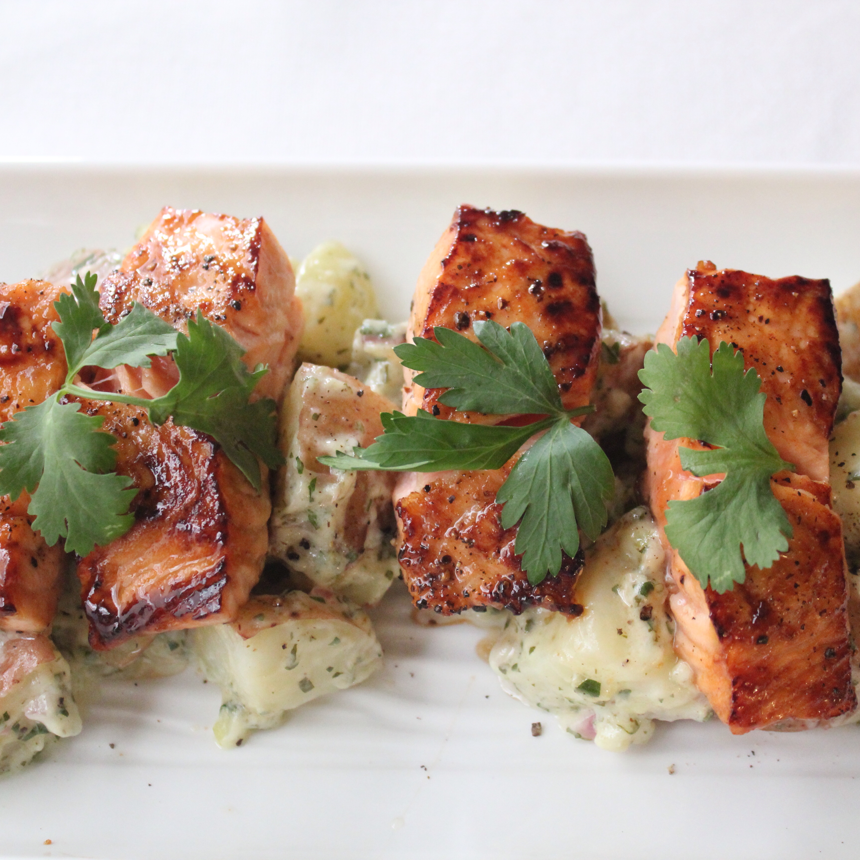 Caramelized Salmon With Cilantro Potato Salad | Emerils.com