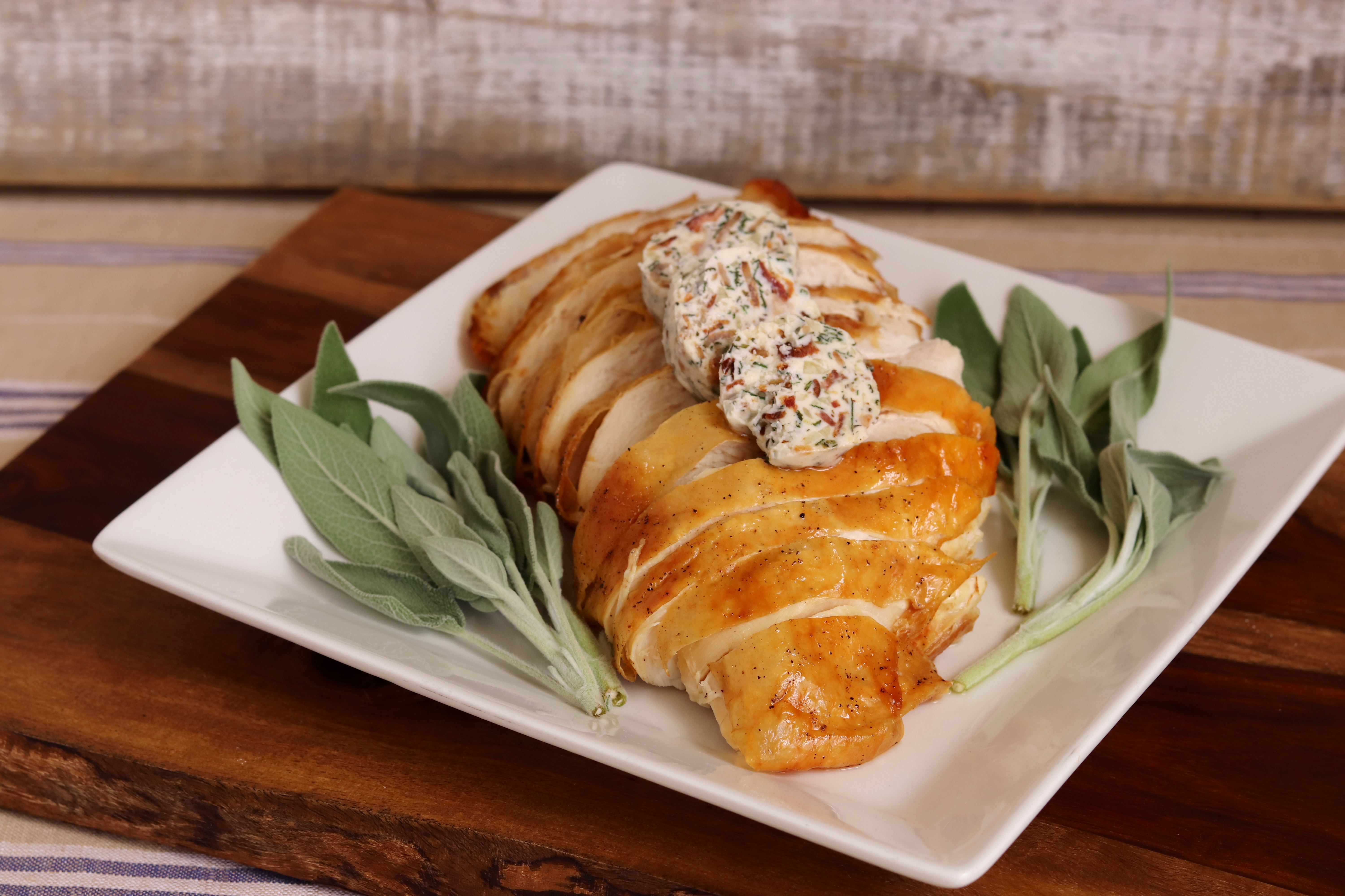 Whole Roasted Turkey Breast with Bacon and Herb Butter | Emerils.com