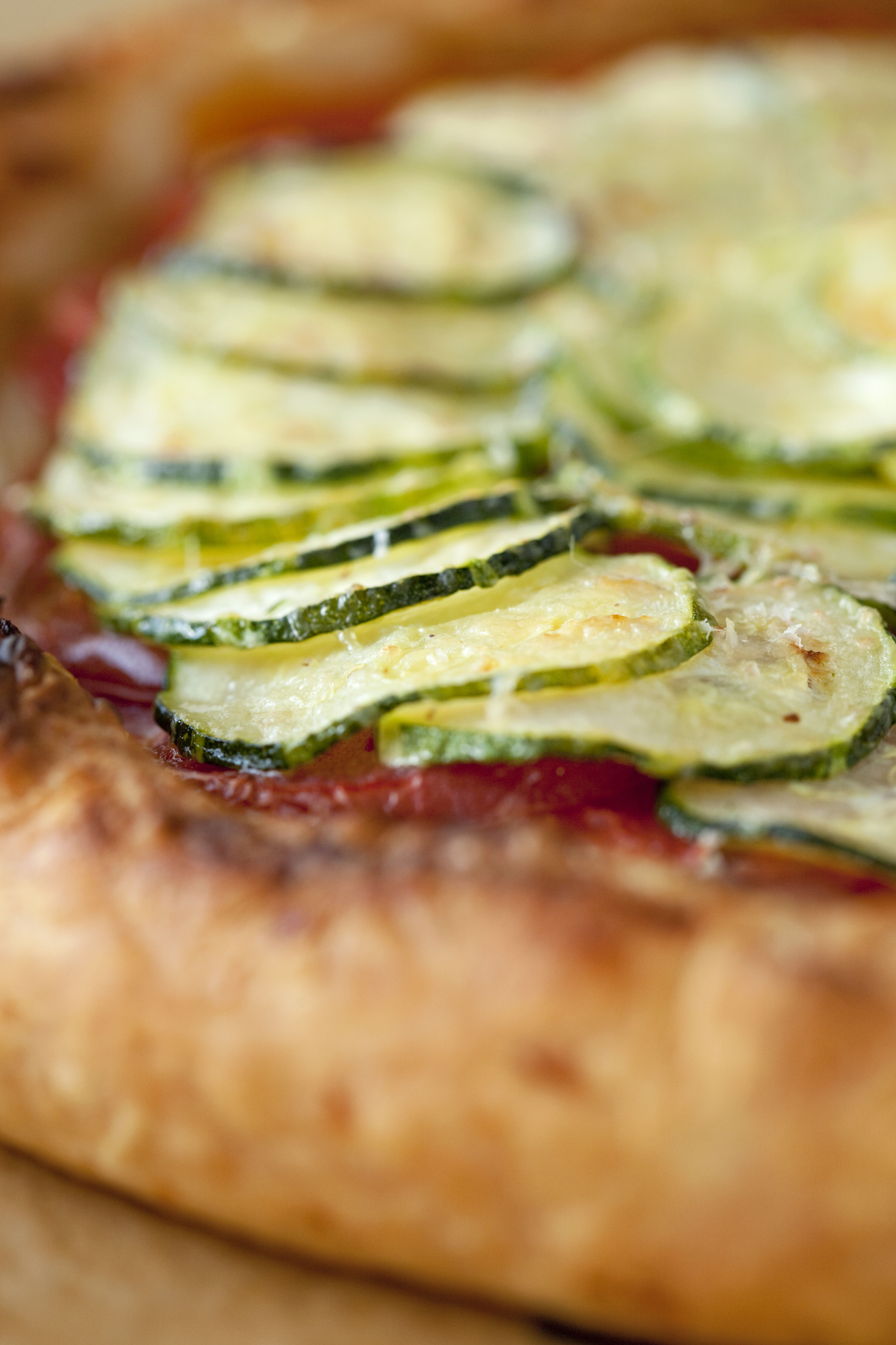 Tomato, Zucchini, And Leek Galette With Roasted Garlic Goat Cheese