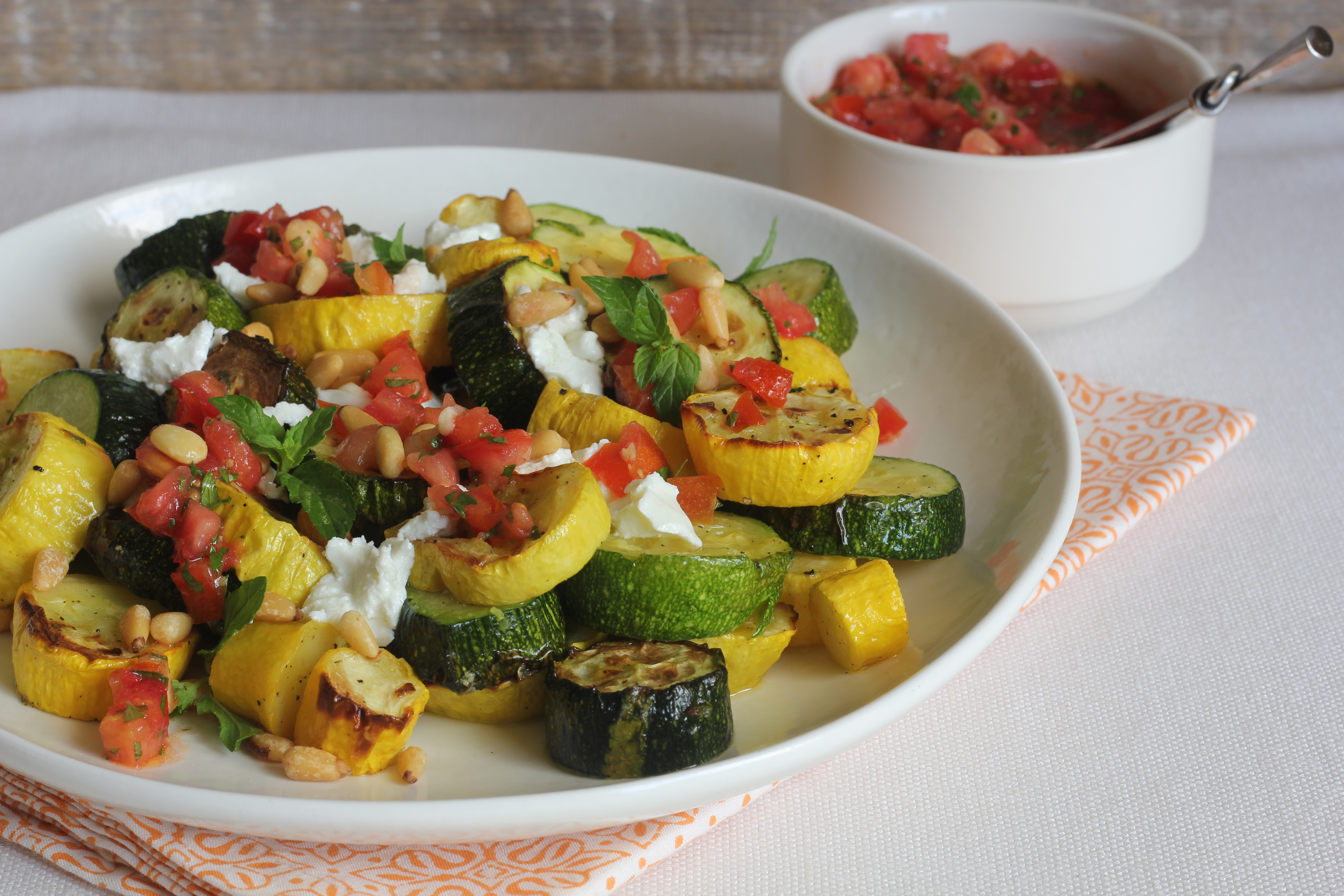 Air Fried Squash with Goat Cheese and Herbed Salsa | Emerils.com