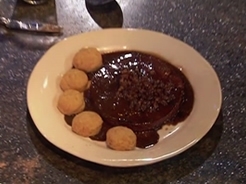 Ham Steaks With Red Eye Gravy, Sweet Potato Biscuits And Molasses Pecan Butter | Emerils.com