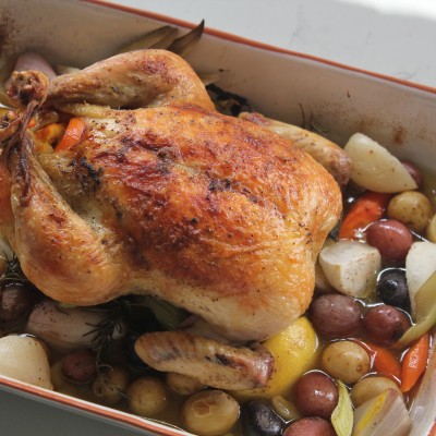 whole roasted chicken infused with tangerines