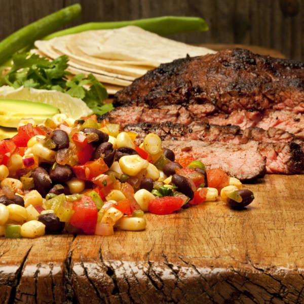 Anchorubbed Flap Steak With A Warm Corn And Black Bean Relish