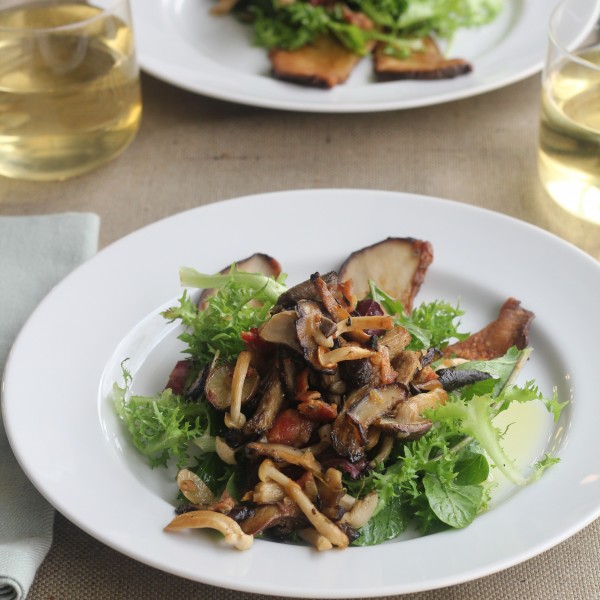 Roasted Wild Mushroom Salad with Warm Bacon Vinaigrette | Emerils.com
