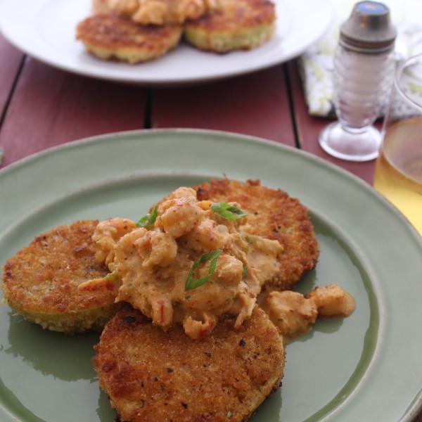 Fried Green Tomatoes With Crawfish in a Warm Remoulade Sauce