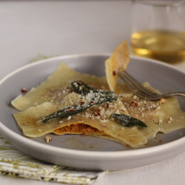 Pumpkin Sage Ravioli with Browned Butter Pecans (plus a look at