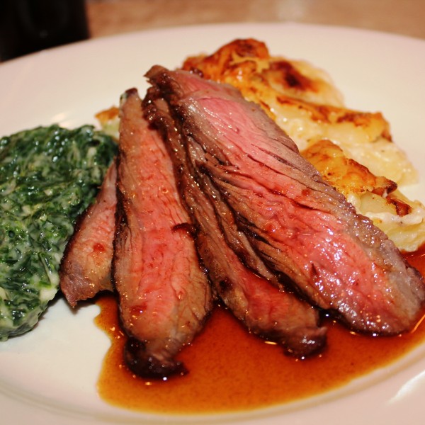 Delmonico's Dry Aged Sirloin Steaks With Homemade Worcestershire Sauce, Scalloped Potatoes And