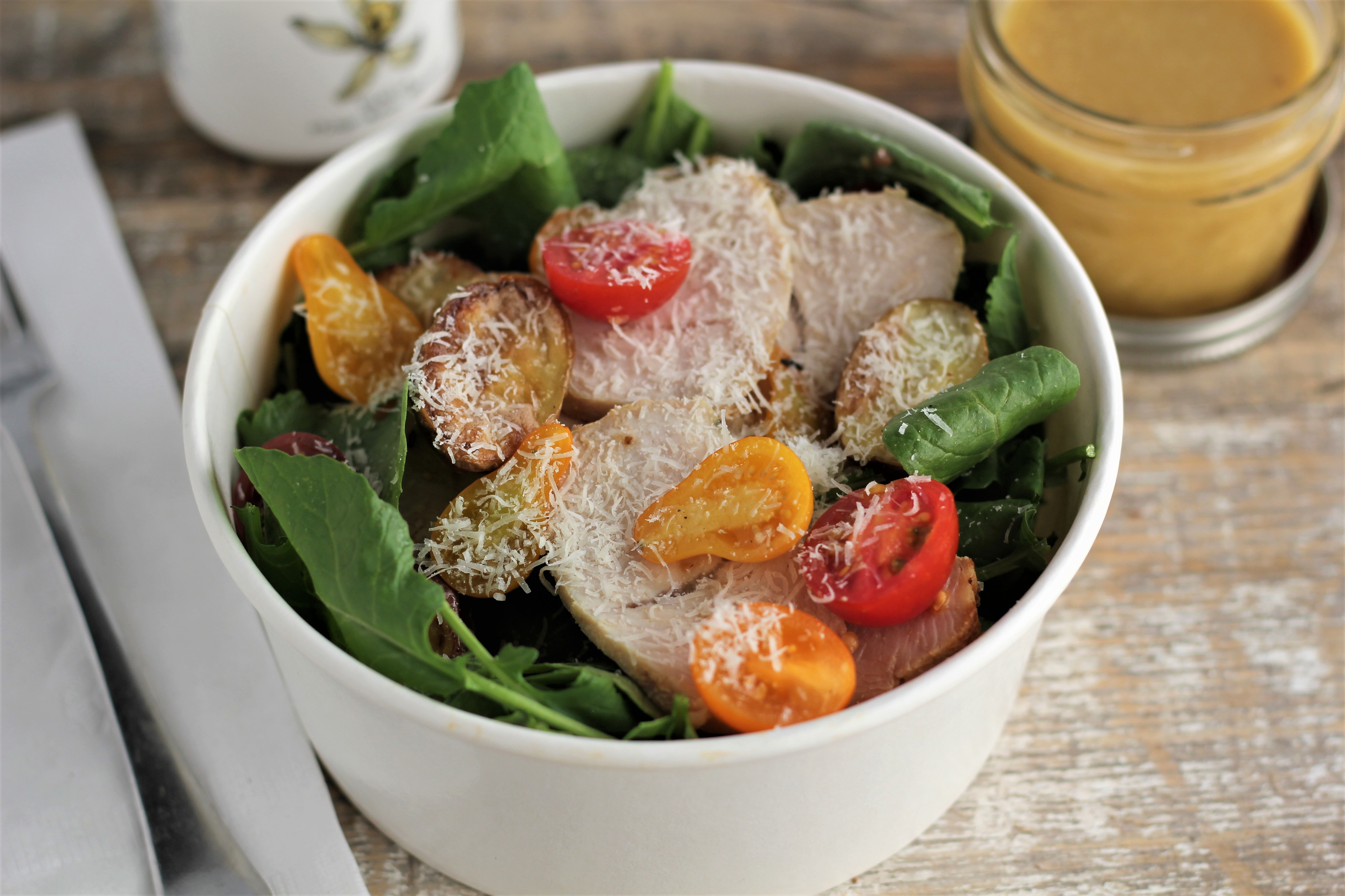 Turkey Kale Salad with Creamy Parmesan Dressing | Emerils.com